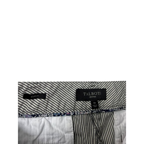 Talbots Petites Curvy Fit Grey White Striped Cropped Pants Size 4P - Picture 6 of 7